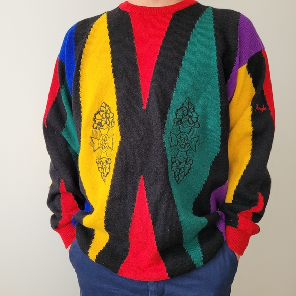 Pringle of Scotland Men's Colourblock Wool Knit Sweater Size Large - Picture 1 of 12